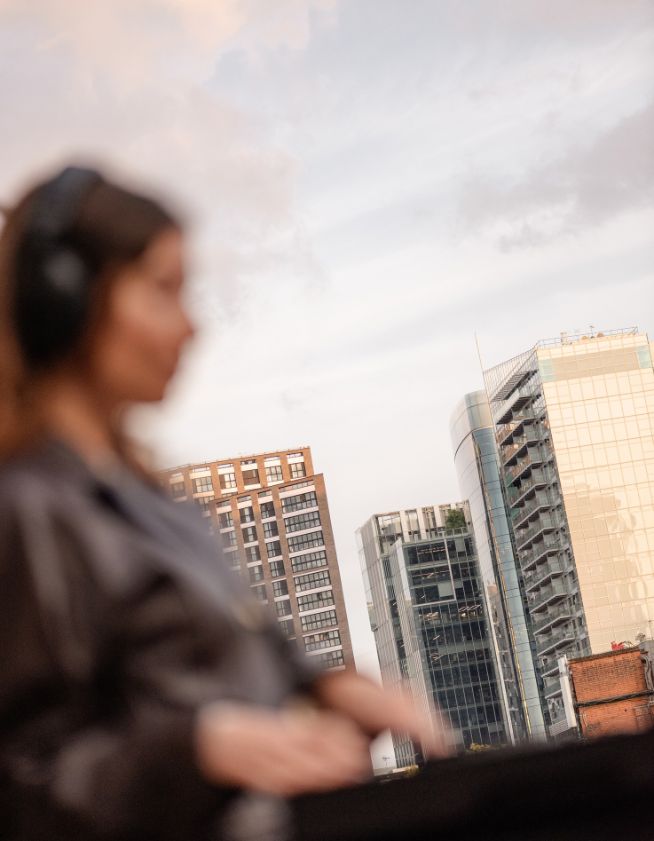 DJ playing on rooftop terrace at an event at Café Mission, Spitalfields
